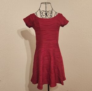 Forever 21 Red Ribbed Off-Shoulder Mini Dress